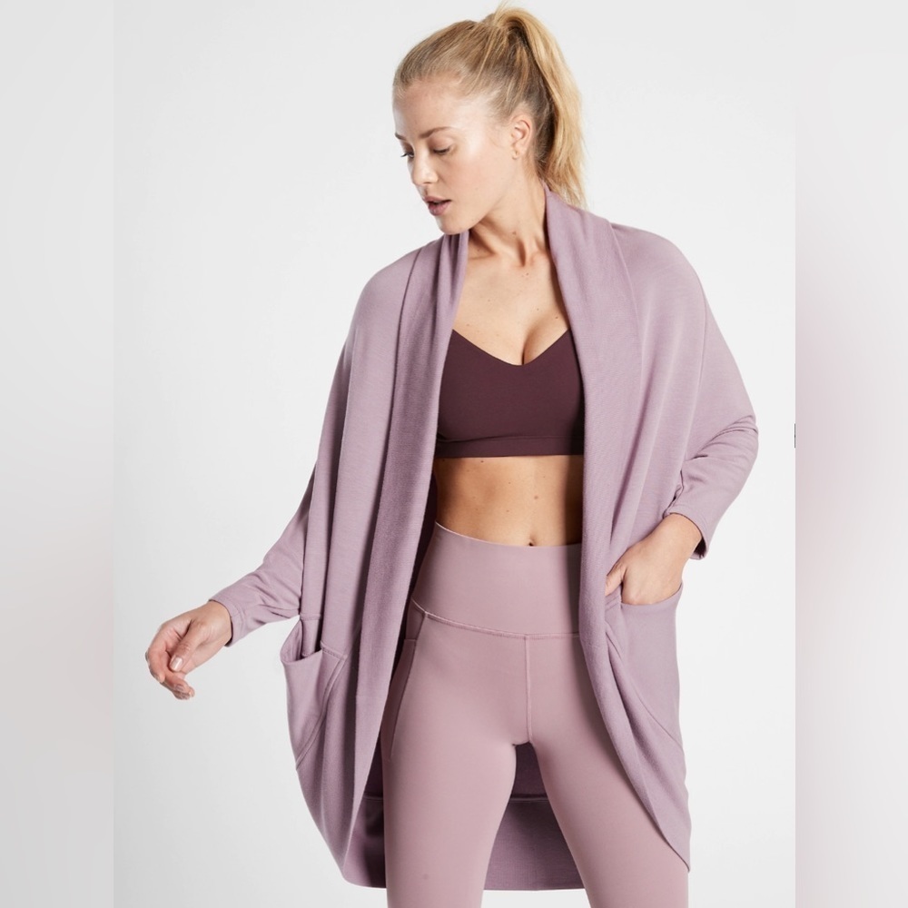 Athleta Sweater Pink Size XS Ethereal Cocoon Wrap Cardigan Flora Mauve Lounge
